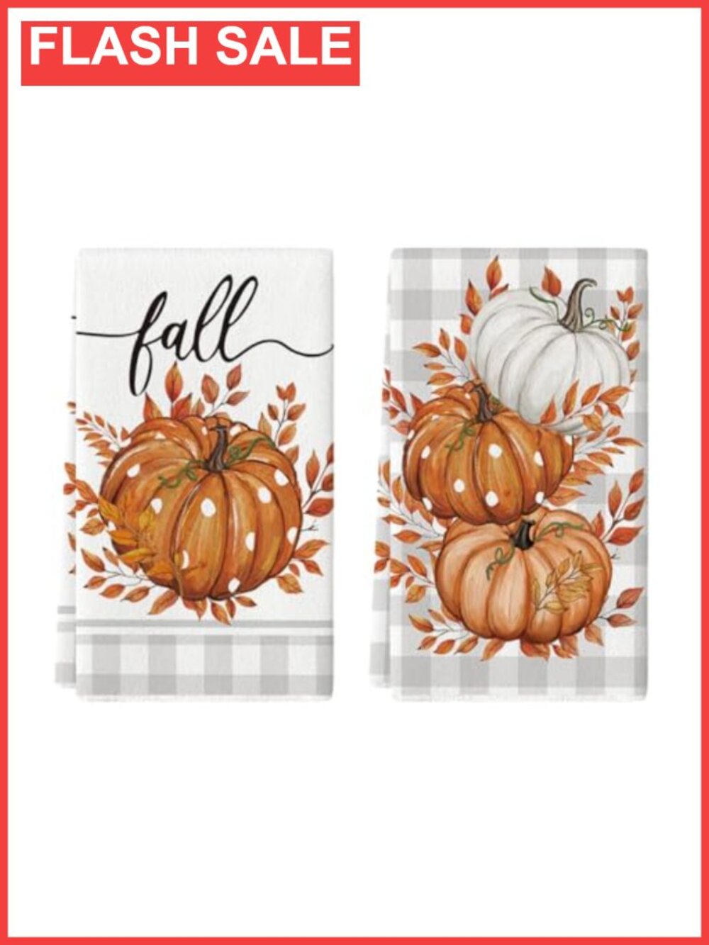 Artoid Mode Fall Pumpkin Leaves Kitchen Towels Set of 2 18x26 Inch